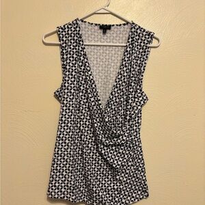 Talbots Black and White Wrap Blouse